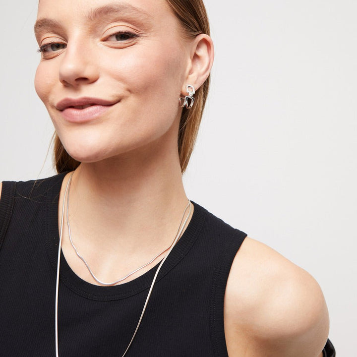 UNOde50 Silver/Gold Plated Hoop Earrings With White Topaz - MococoUNOde50PEN0971BLNMTLEarrings