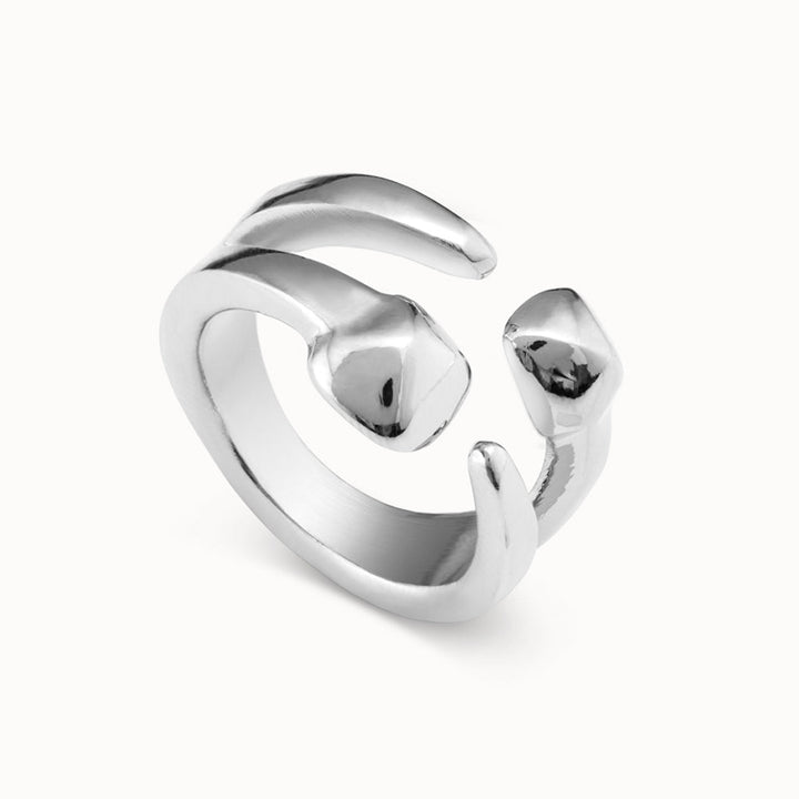 UNOde50 Silver/Gold Plated Open Ring With 2 Nail Heads - MococoUNOde50ANI0775ORO000 - 12Rings