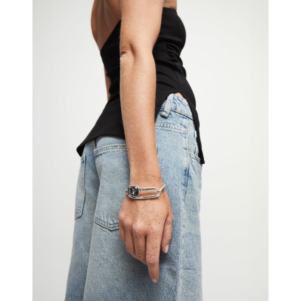 Unode50 Sterling Silver a Black Crystal Bangle Bracelet - MococoUNOde50PUL2512-MBracelet