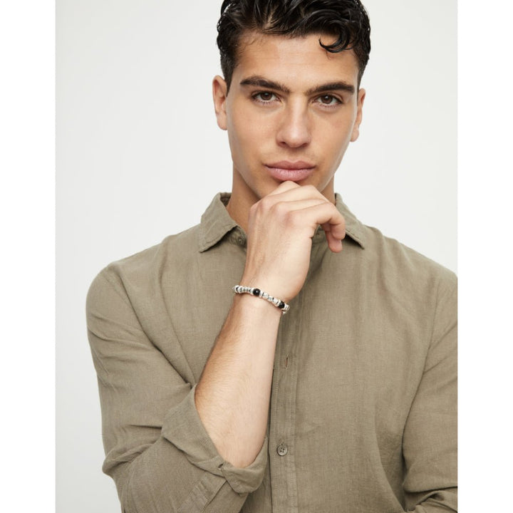 Unode50 Sterling Silver Beaded Silver and Black Murano Glass Beads Bracelet - MococoUNOde50PUL2585-L-SLV-BLBracelet