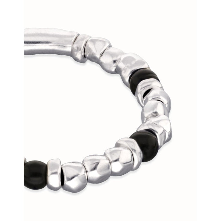 Unode50 Sterling Silver Beaded Silver and Black Murano Glass Beads Bracelet - MococoUNOde50PUL2585NGRMTL0LBracelets
