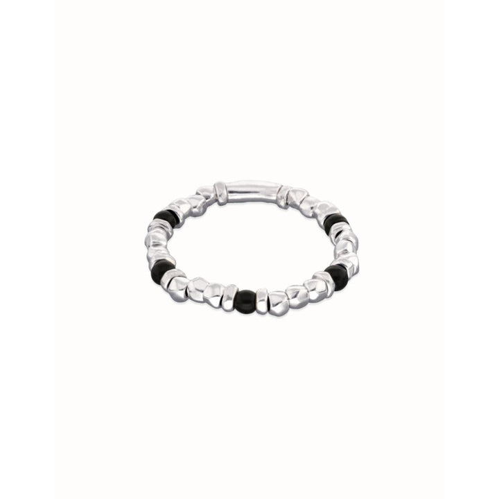 Unode50 Sterling Silver Beaded Silver and Black Murano Glass Beads Bracelet - MococoUNOde50PUL2585NGRMTL0LBracelets