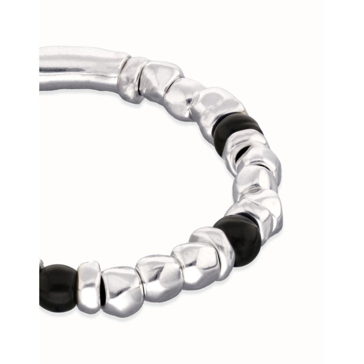 Unode50 Sterling Silver Beaded Silver and Black Murano Glass Beads Bracelet - MococoUNOde50PUL2585-L-SLV-BLBracelet