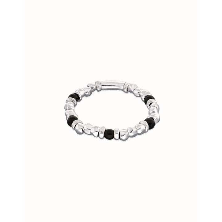 Unode50 Sterling Silver Beaded Silver and Black Murano Glass Beads Bracelet - MococoUNOde50PUL2585-L-SLV-BLBracelet