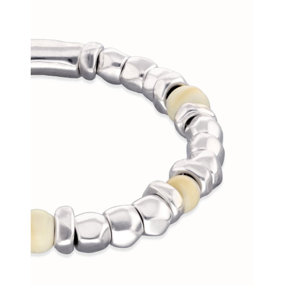 Unode50 Sterling Silver Beaded Silver and Ivory Beads Bracelet - MococoUNOde50PUL2585MFLMTL0LBracelets
