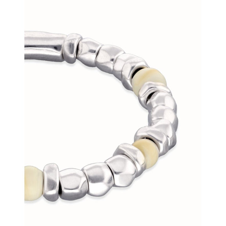 Unode50 Sterling Silver Beaded Silver and Ivory Beads Bracelet - MococoUNOde50PUL2585MFLMTL0LBracelets