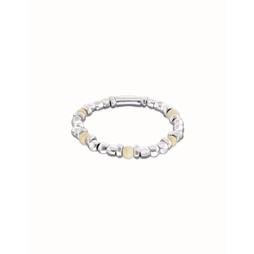 Unode50 Sterling Silver Beaded Silver and Ivory Beads Bracelet - MococoUNOde50PUL2585MFLMTL0LBracelets