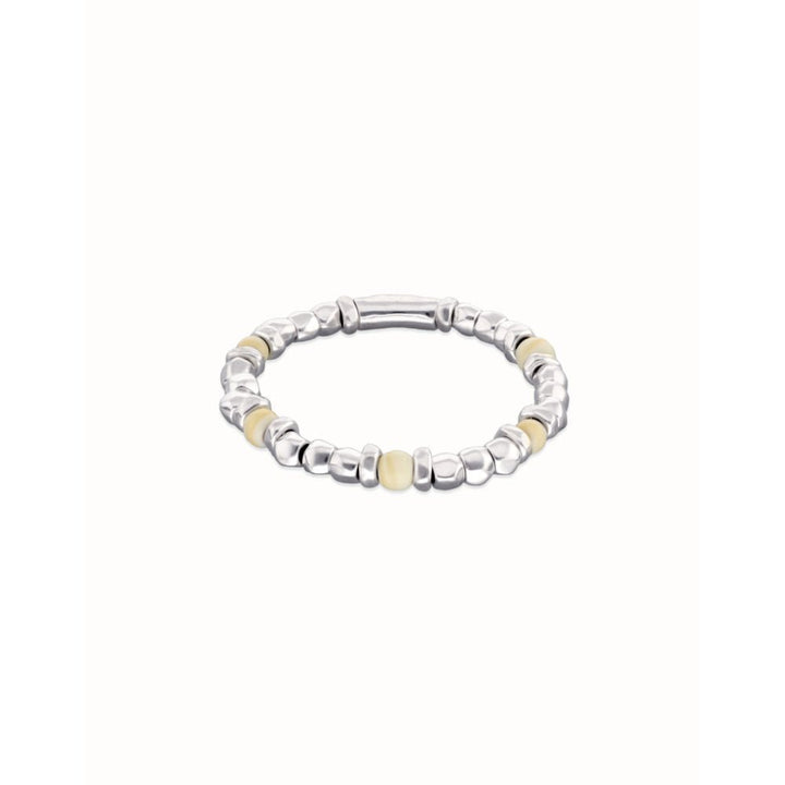 Unode50 Sterling Silver Beaded Silver and Ivory Beads Bracelet - MococoUNOde50PUL2585MFLMTL0LBracelets