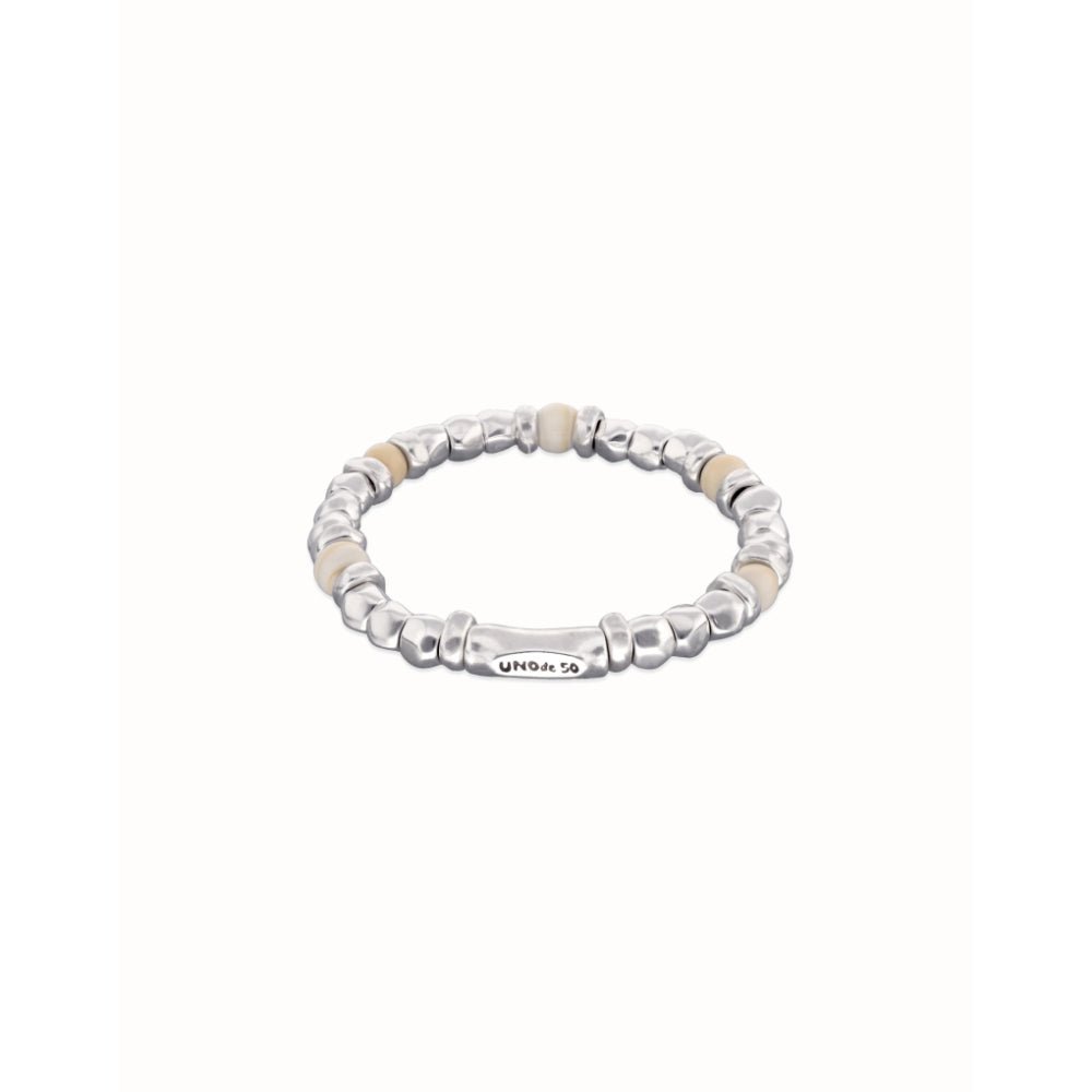 Unode50 Sterling Silver Beaded Silver and Ivory Beads Bracelet - MococoUNOde50PUL2585MFLMTL0LBracelets