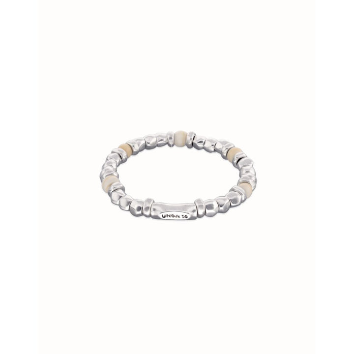 Unode50 Sterling Silver Beaded Silver and Ivory Beads Bracelet - MococoUNOde50PUL2585MFLMTL0LBracelets