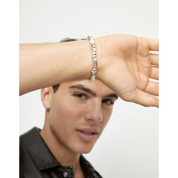 Unode50 Sterling Silver Beaded Silver and Ivory Beads Bracelet - MococoUNOde50PUL2585MFLMTL0LBracelets