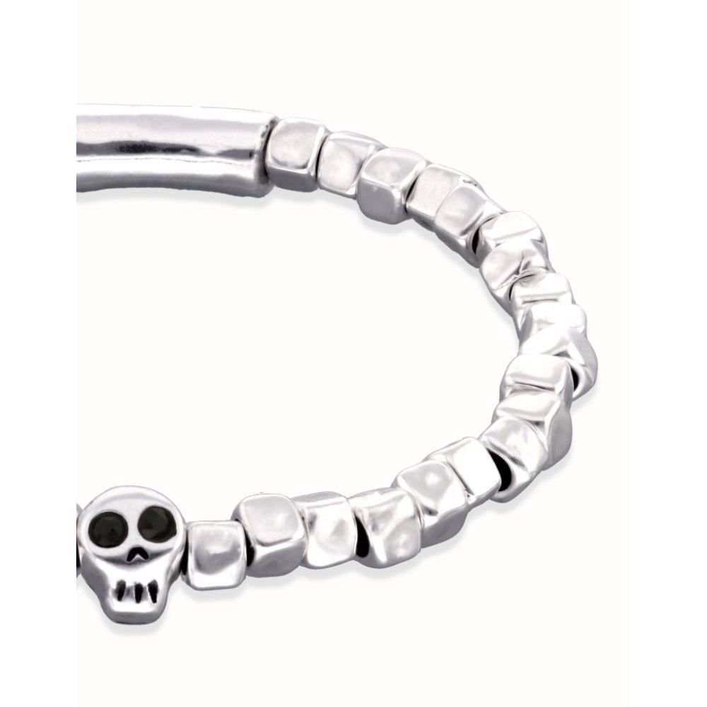 Unode50 Sterling Silver Beaded Stretch a Skull Bracelet - MococoUNOde50PUL2589NGRMTL0LBracelets