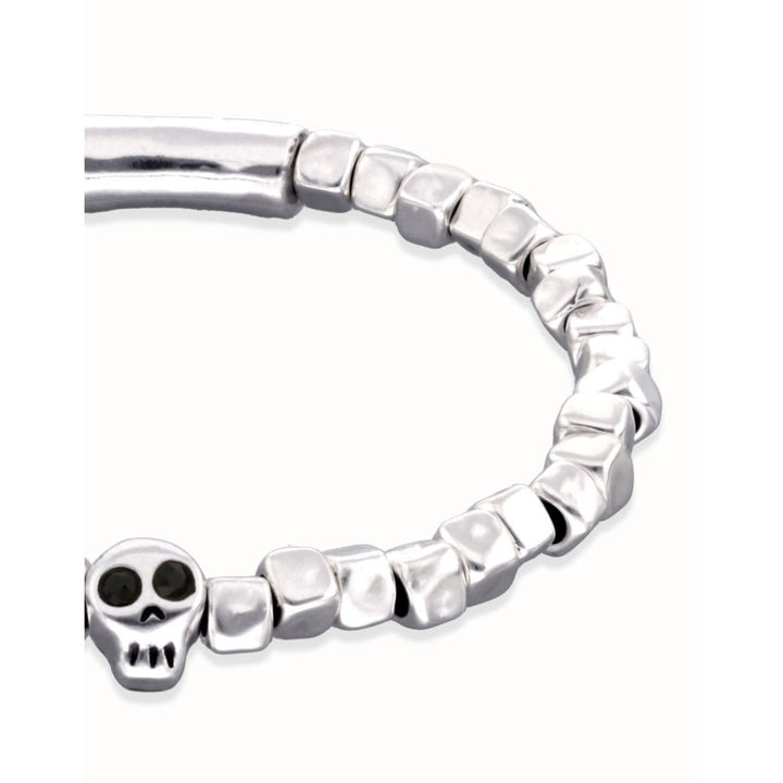 Unode50 Sterling Silver Beaded Stretch a Skull Bracelet - MococoUNOde50PUL2589NGRMTL0LBracelets
