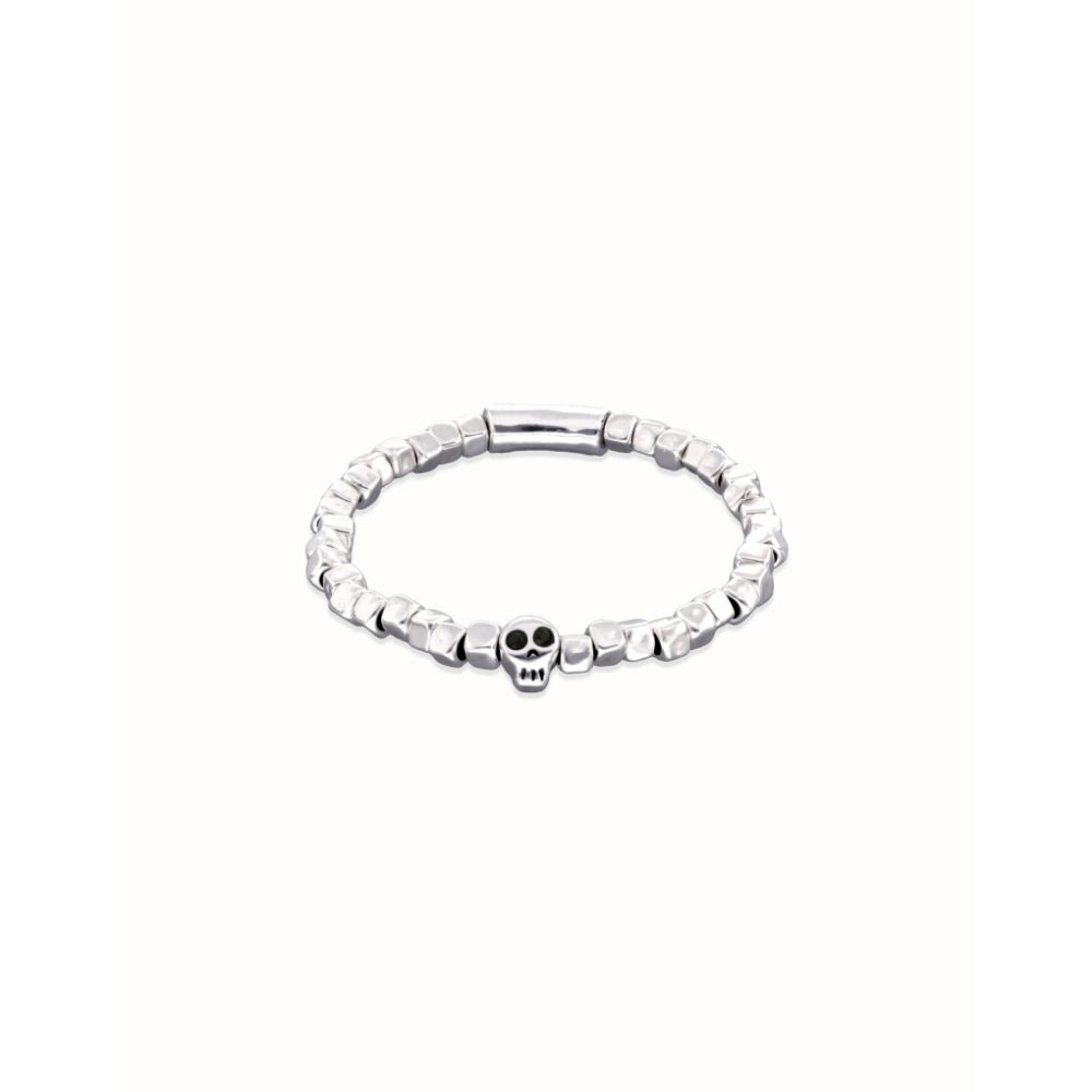 Unode50 Sterling Silver Beaded Stretch a Skull Bracelet - MococoUNOde50PUL2589NGRMTL0LBracelets