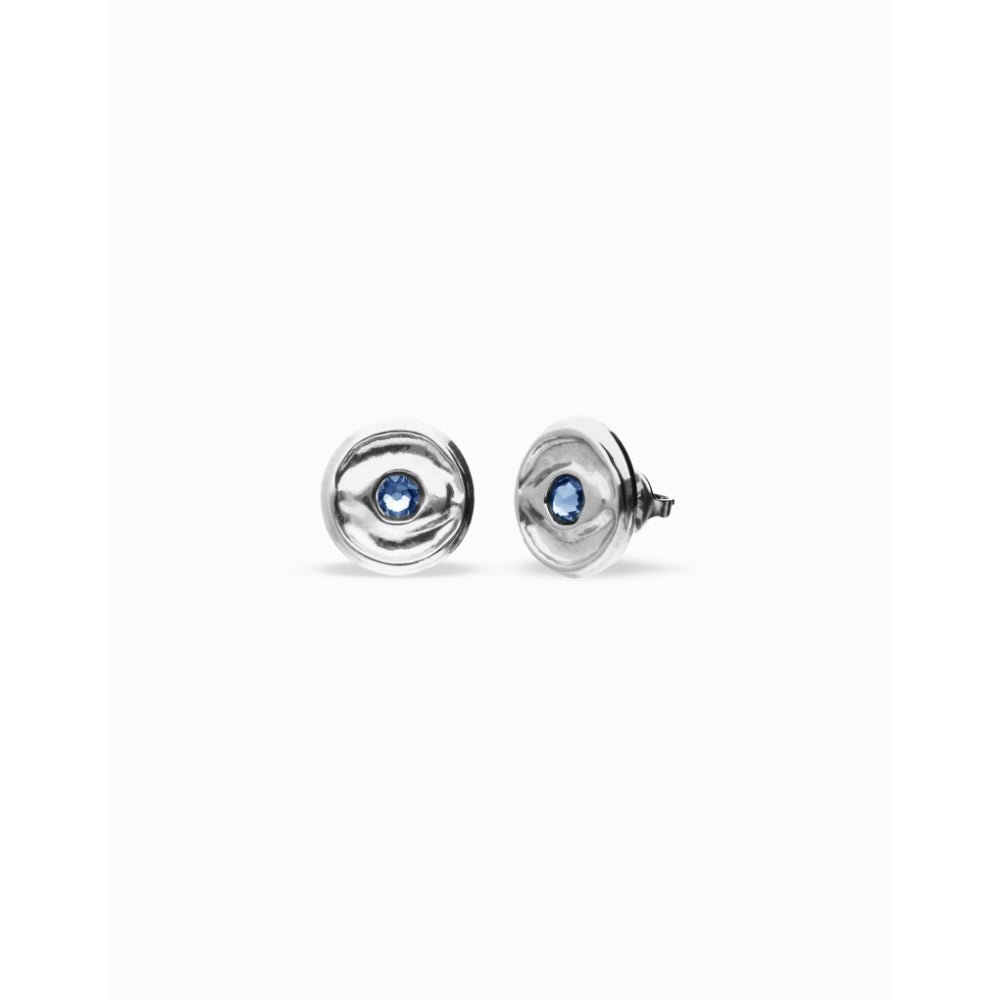 Unode50 Sterling Silver Blue Crystal Stud Earrings - MococoUNOde50PEN1007AZUMTL0UEarrings