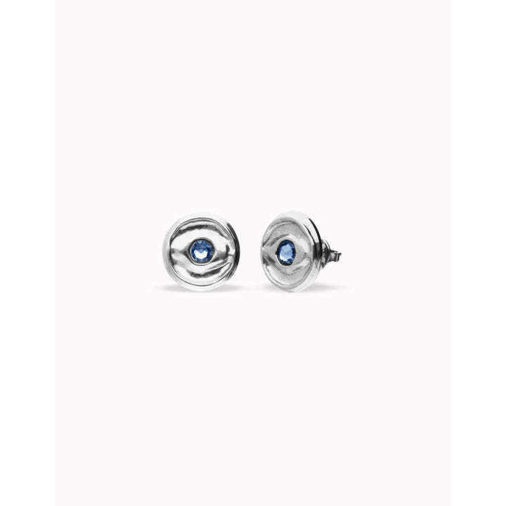 Unode50 Sterling Silver Blue Crystal Stud Earrings - MococoUNOde50PEN1007AZUMTL0UEarrings