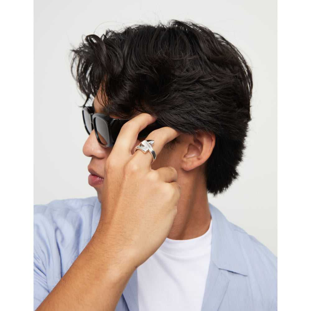 Unode50 Sterling Silver Cross Link Ring image 1