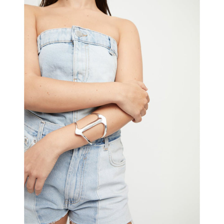 Unode50 Sterling Silver Cuff Manta Ray Structure Bracelet - MococoUNOde50PUL2552-MBracelet