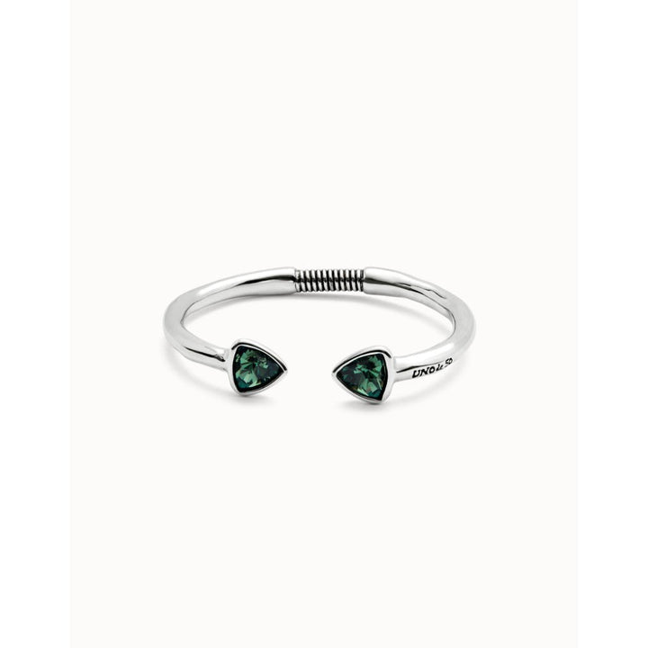 Unode50 Sterling Silver Cuff Two Green Crystals Bracelet - MococoUNOde50PUL2510-MBracelet