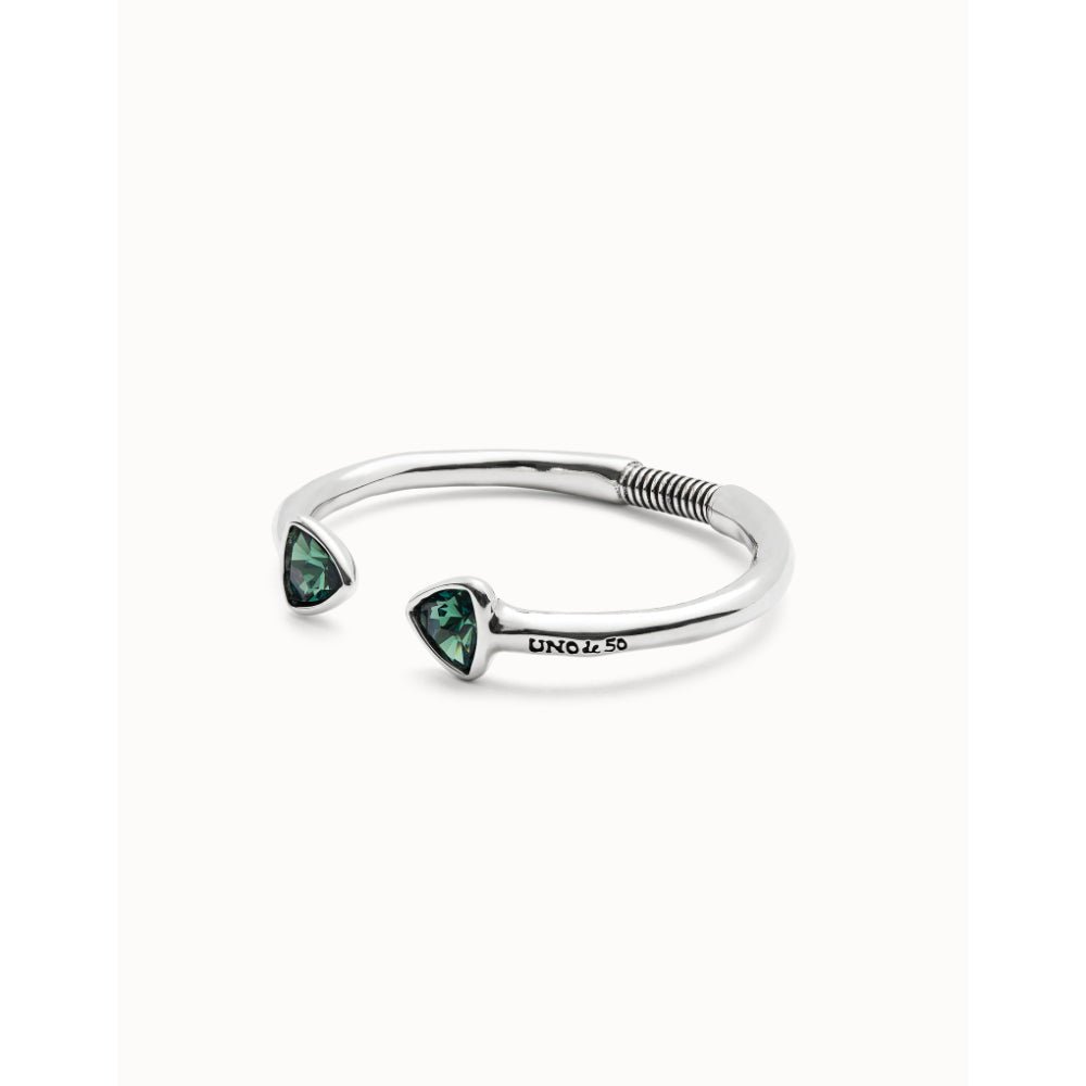 Unode50 Sterling Silver Cuff Two Green Crystals Bracelet - MococoUNOde50PUL2510-MBracelet