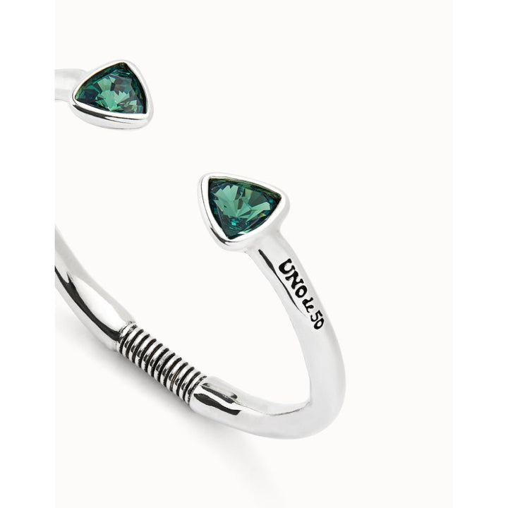 Unode50 Sterling Silver Cuff Two Green Crystals Bracelet - MococoUNOde50PUL2510-MBracelet