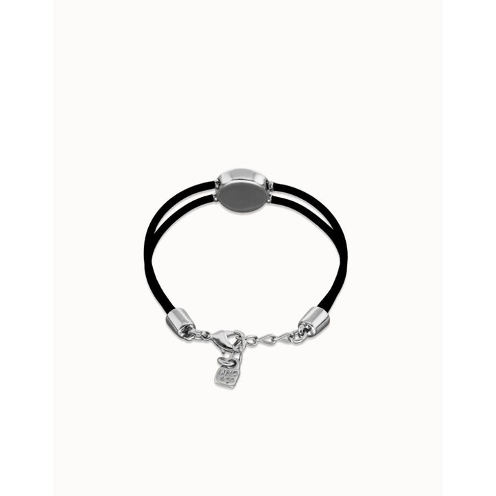 Unode50 Sterling Silver Double Black Leather Birthstone Eye Bracelet - MococoUNOde50PUL2601-SLV-BLKBracelet