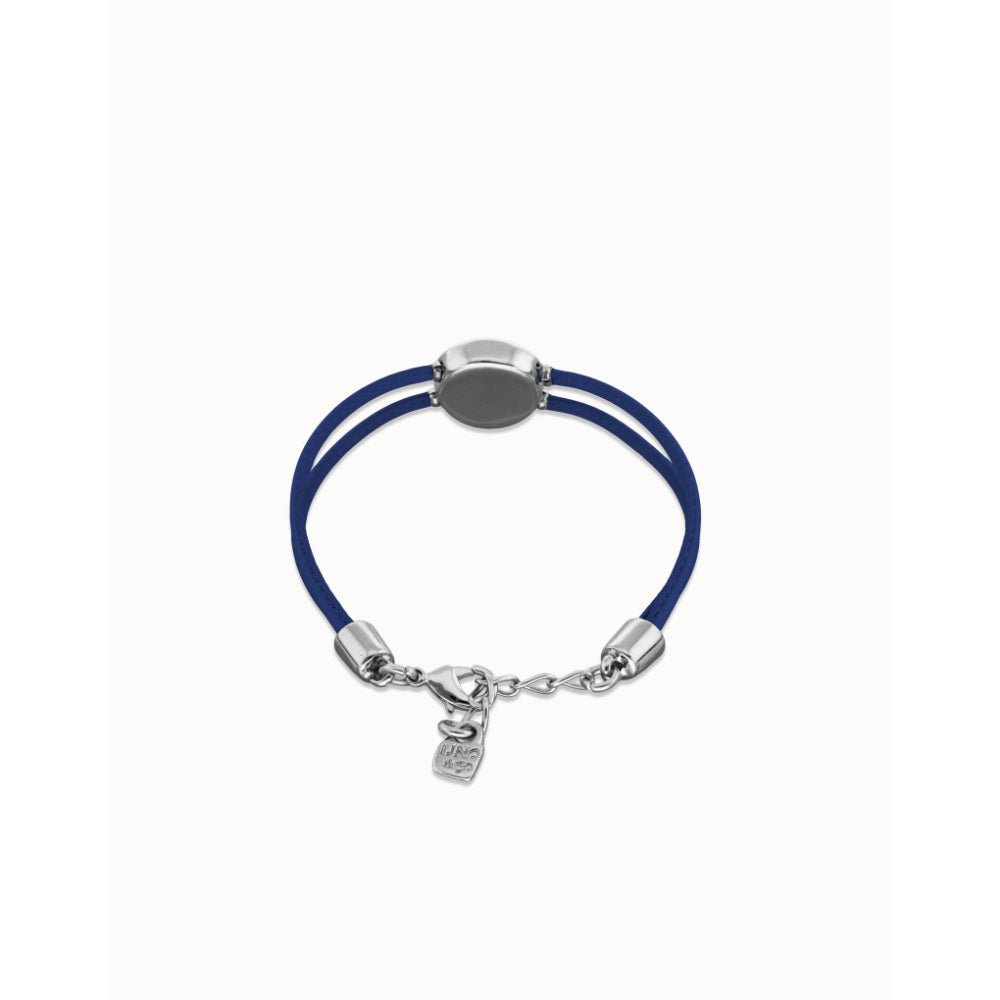 Unode50 Sterling Silver Double Blue Leather Birthstone Eye Bracelet - PUL2601 - MococoUNOde50PUL2601-SLV-BL01Bracelet