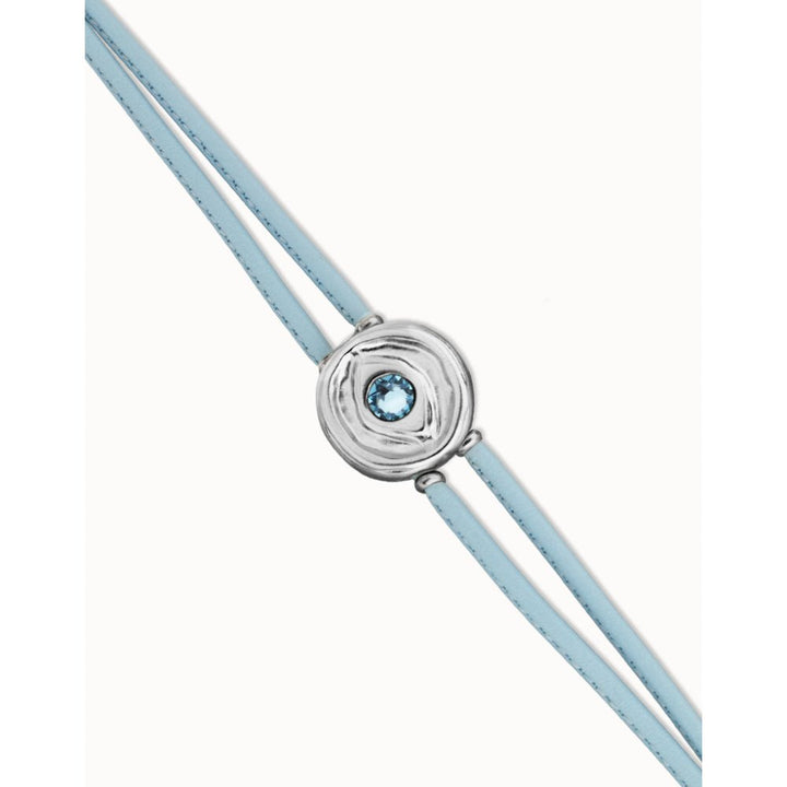 Unode50 Sterling Silver Double Blue Leather Birthstone Eye Bracelet - MococoUNOde50PUL2601-SLV-BLBracelet
