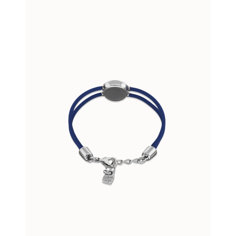 Unode50 Sterling Silver Double Blue Leather Birthstone Eye Bracelet - MococoUNOde50PUL2601AZOMTL0MBracelets