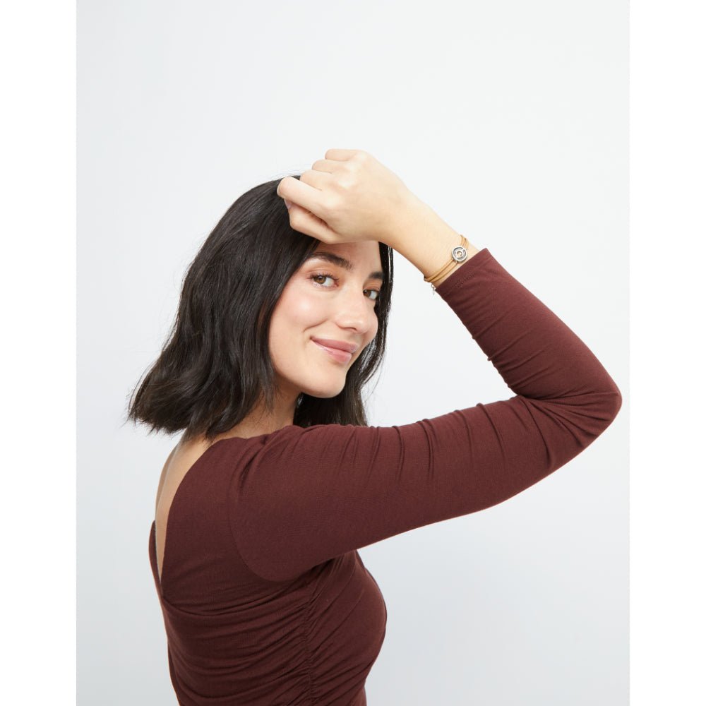 Unode50 Sterling Silver Double Cream Leather Birthstone Eye Bracelet - MococoUNOde50PUL2601-SLV-CRBracelet