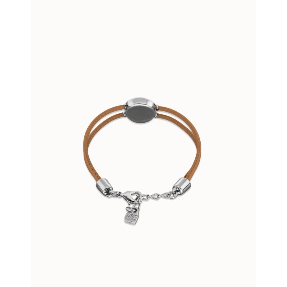 Unode50 Sterling Silver Double Cream Leather Birthstone Eye Bracelet - MococoUNOde50PUL2601CREMTL0MBracelets