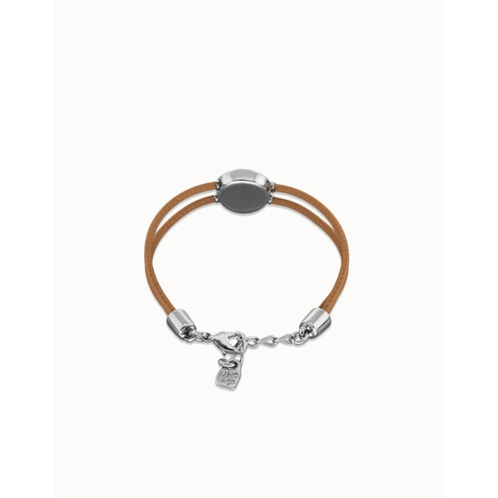 Unode50 Sterling Silver Double Cream Leather Birthstone Eye Bracelet - MococoUNOde50PUL2601CREMTL0MBracelets