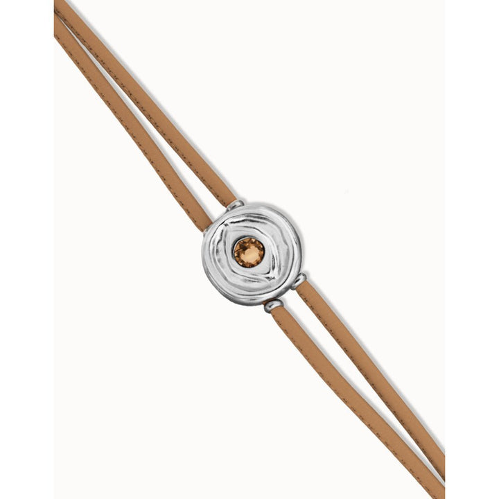 Unode50 Sterling Silver Double Cream Leather Birthstone Eye Bracelet - MococoUNOde50PUL2601CREMTL0MBracelets