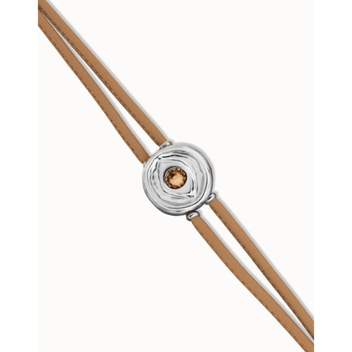Unode50 Sterling Silver Double Cream Leather Birthstone Eye Bracelet - MococoUNOde50PUL2601-SLV-CRBracelet