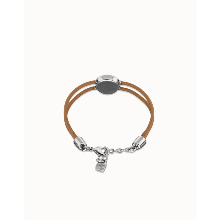 Unode50 Sterling Silver Double Cream Leather Birthstone Eye Bracelet - MococoUNOde50PUL2601-SLV-CRBracelet