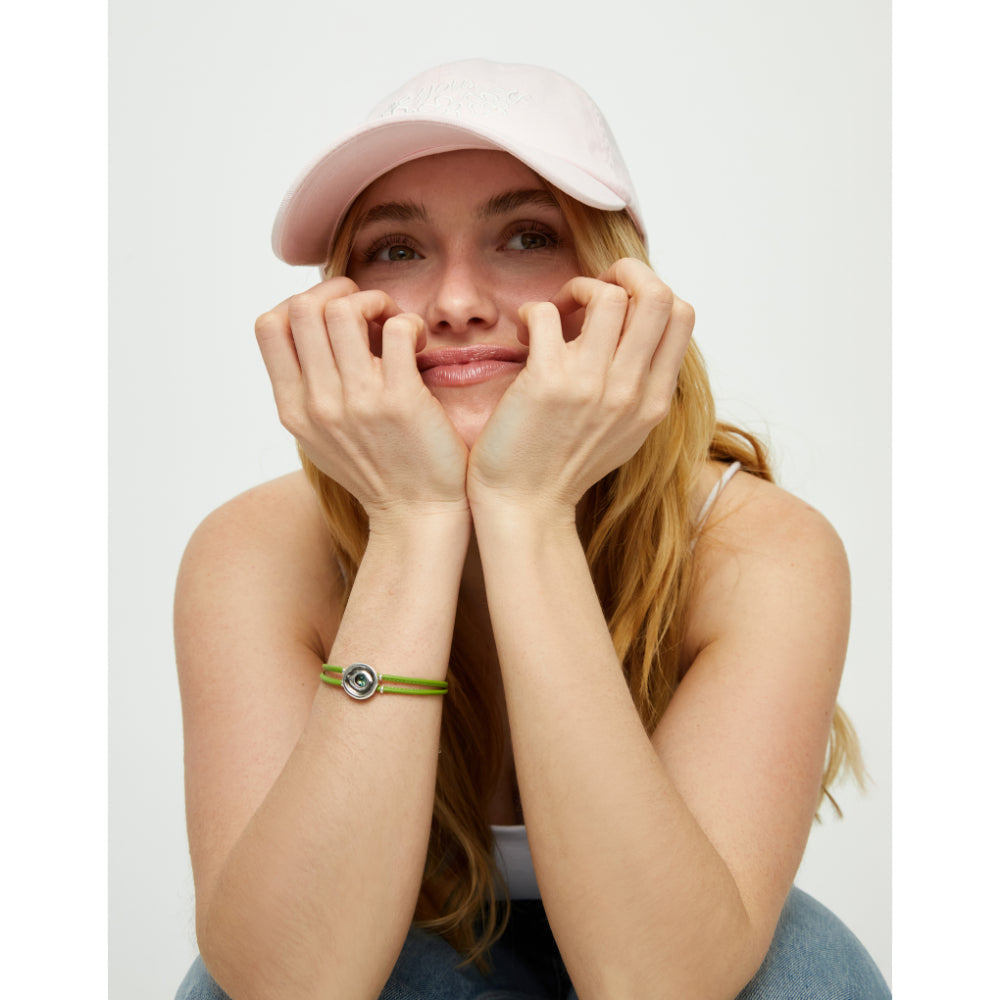 Unode50 Sterling Silver Double Green Leather Birthstone Eye Bracelet image 1