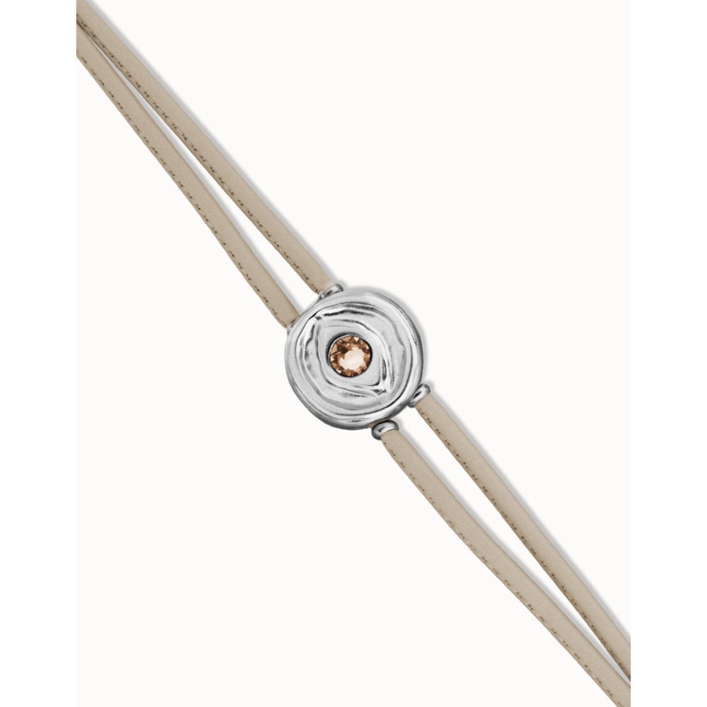 Unode50 Sterling Silver Double Ivory Leather Birthstone Eye Bracelet - MococoUNOde50PUL2601MFLMTL0MBracelets