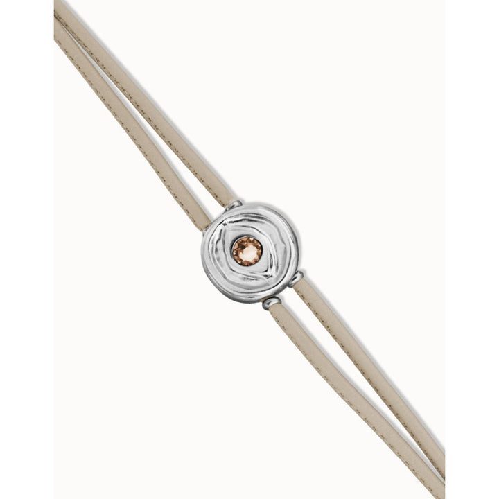 Unode50 Sterling Silver Double Ivory Leather Birthstone Eye Bracelet - MococoUNOde50PUL2601MFLMTL0MBracelets