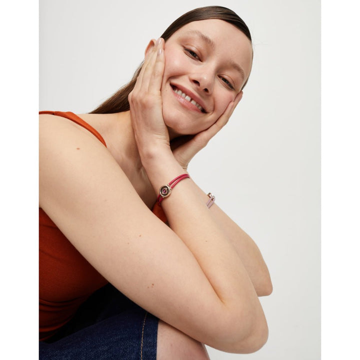 Unode50 Sterling Silver Double Lilac Leather Birthstone Eye Bracelet - MococoUNOde50PUL2601-SLVLLBracelet