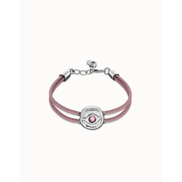 Unode50 Sterling Silver Double Lilac Leather Birthstone Eye Bracelet - MococoUNOde50PUL2601LILMTL0MBracelets
