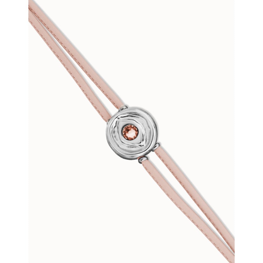 Unode50 Sterling Silver Double Pink Leather Birthstone Eye Bracelet - MococoUNOde50PUL2601RSCMTL0MBracelets