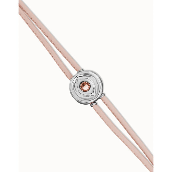 Unode50 Sterling Silver Double Pink Leather Birthstone Eye Bracelet - MococoUNOde50PUL2601RSCMTL0MBracelets