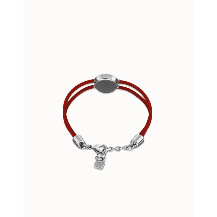 Unode50 Sterling Silver Double Red Leather Birthstone Eye Bracelet - MococoUNOde50PUL2601-SLV-RDBracelet