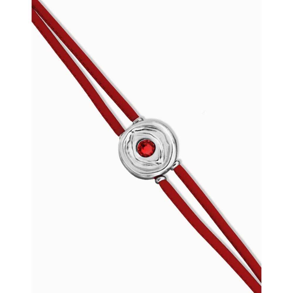 Unode50 Sterling Silver Double Red Leather Birthstone Eye Bracelet - MococoUNOde50PUL2601ROJMTL0MBracelets