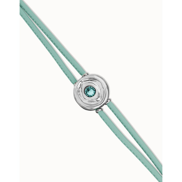 Unode50 Sterling Silver Double Turquoise Leather Birthstone Eye Bracelet - MococoUNOde50PUL2601-SLV-TRQBracelet