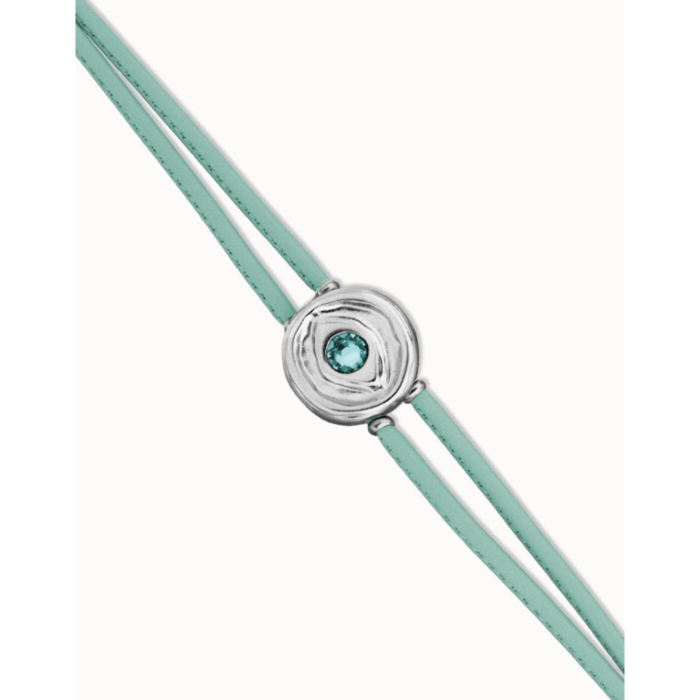 Unode50 Sterling Silver Double Turquoise Leather Birthstone Eye Bracelet - MococoUNOde50PUL2601TQSMTL0MBracelets