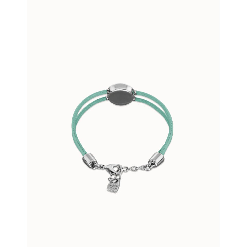 Unode50 Sterling Silver Double Turquoise Leather Birthstone Eye Bracelet - MococoUNOde50PUL2601-SLV-TRQBracelet