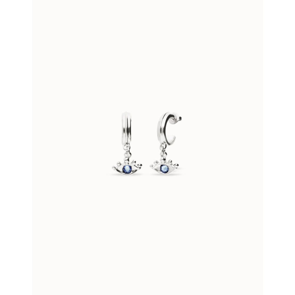 Unode50 Sterling Silver Eye - Shaped Blue Crystal Drop Earrings image