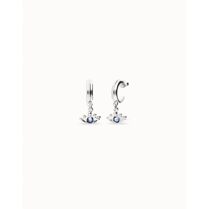 Unode50 Sterling Silver Eye - Shaped Blue Crystal Drop Earrings image