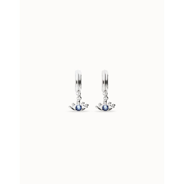Unode50 Sterling Silver Eye - Shaped Blue Crystal Drop Earrings - MococoUNOde50PEN1005-SLV-BLEarrings